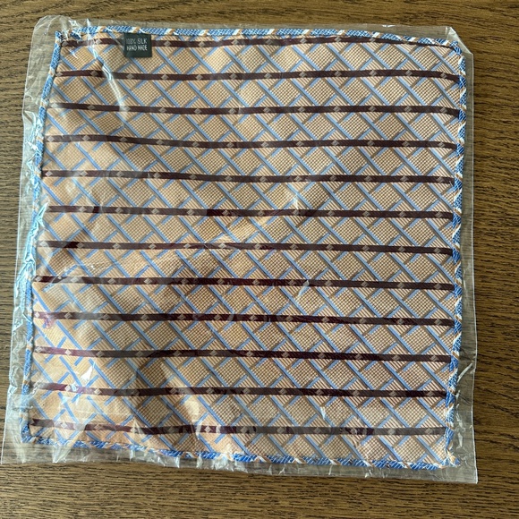 Handmade 100% Silk Pocket Square with Cufflinks NEW - Picture 2 of 5
